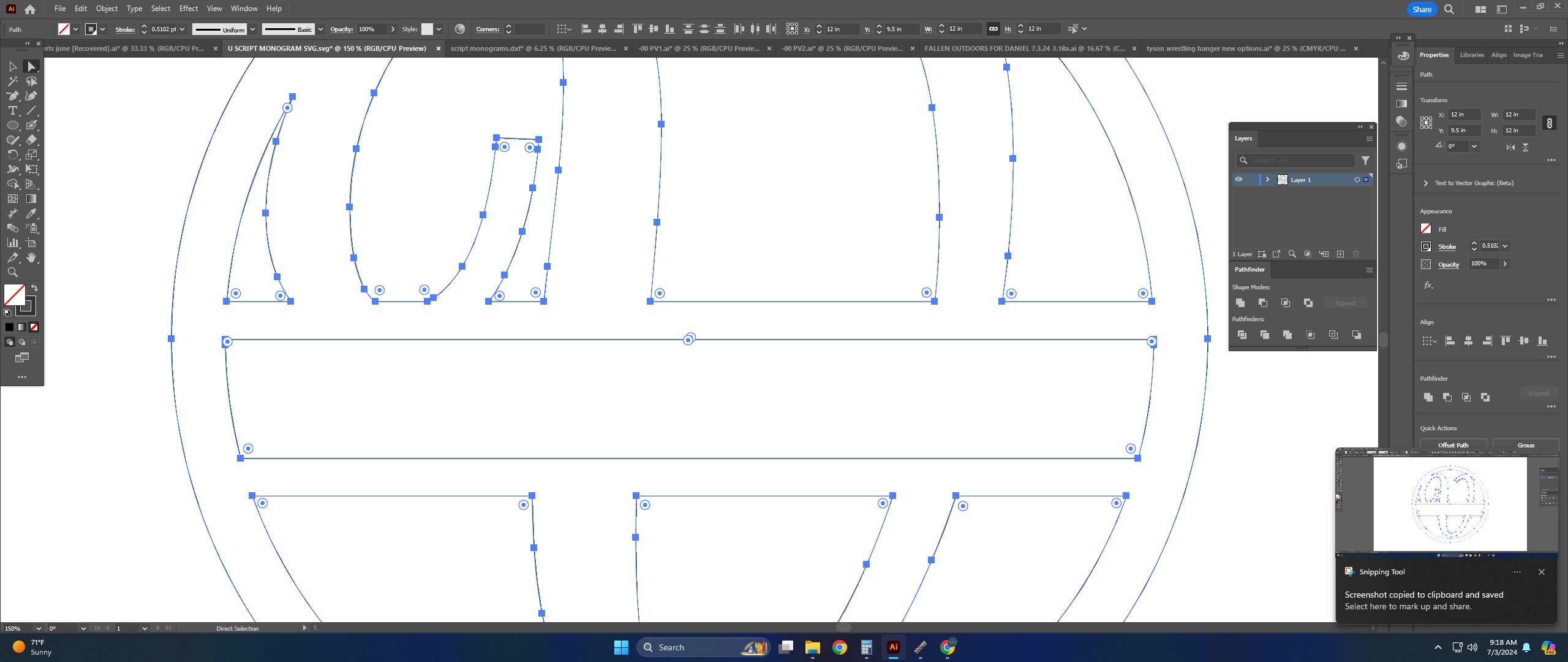 Split Letter Monogram Svg Files for Laser Cut Signs, Letter V Monogram ...