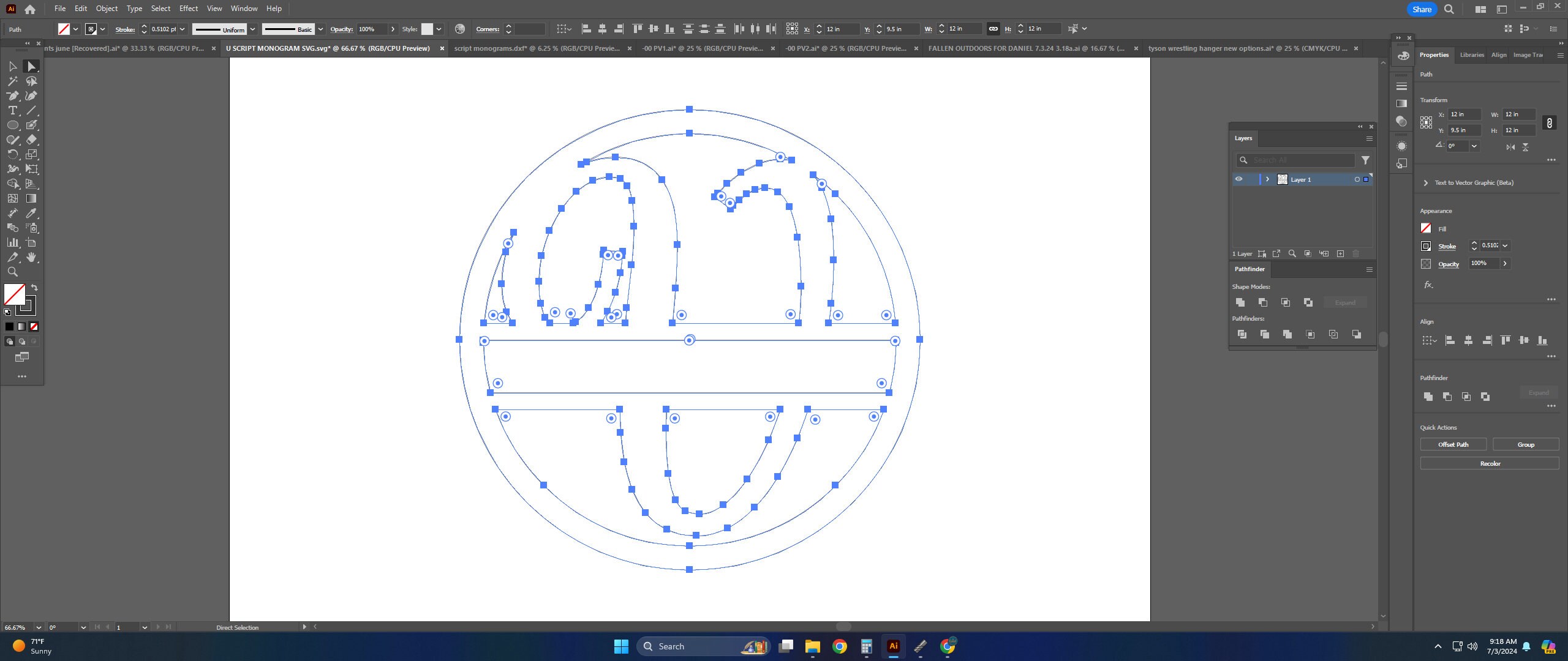 Split Letter Monogram Svg Files for Laser Cut Signs, Letter V Monogram ...