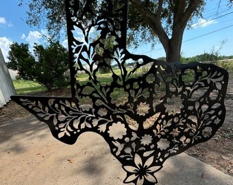 Texas Sign SVG: Flower DXF File, CNC Plasma Cutting, Laser Cut File