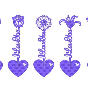 metal flowers on stand plasma cut file for cnc, I love you flowers dxf file for cnc, mothers day svg file for laser cutting, forever rose
