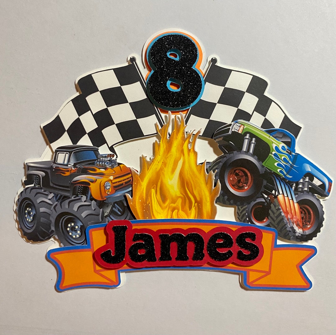 Monster Trucks Jam Monster Jam Racing Cake Topper Birthday Childrens - Etsy