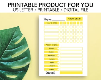 Printable Daily & Weekly Chore Checklist for Rewards
