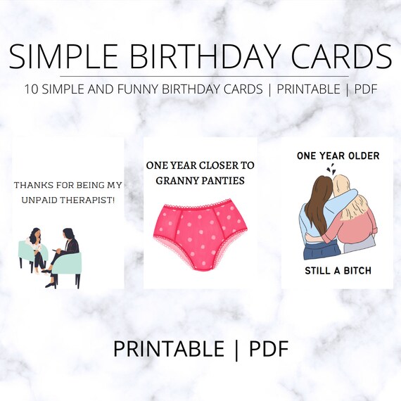 Simple and Funny Birthday PRINTABLE Cards PDF - Etsy