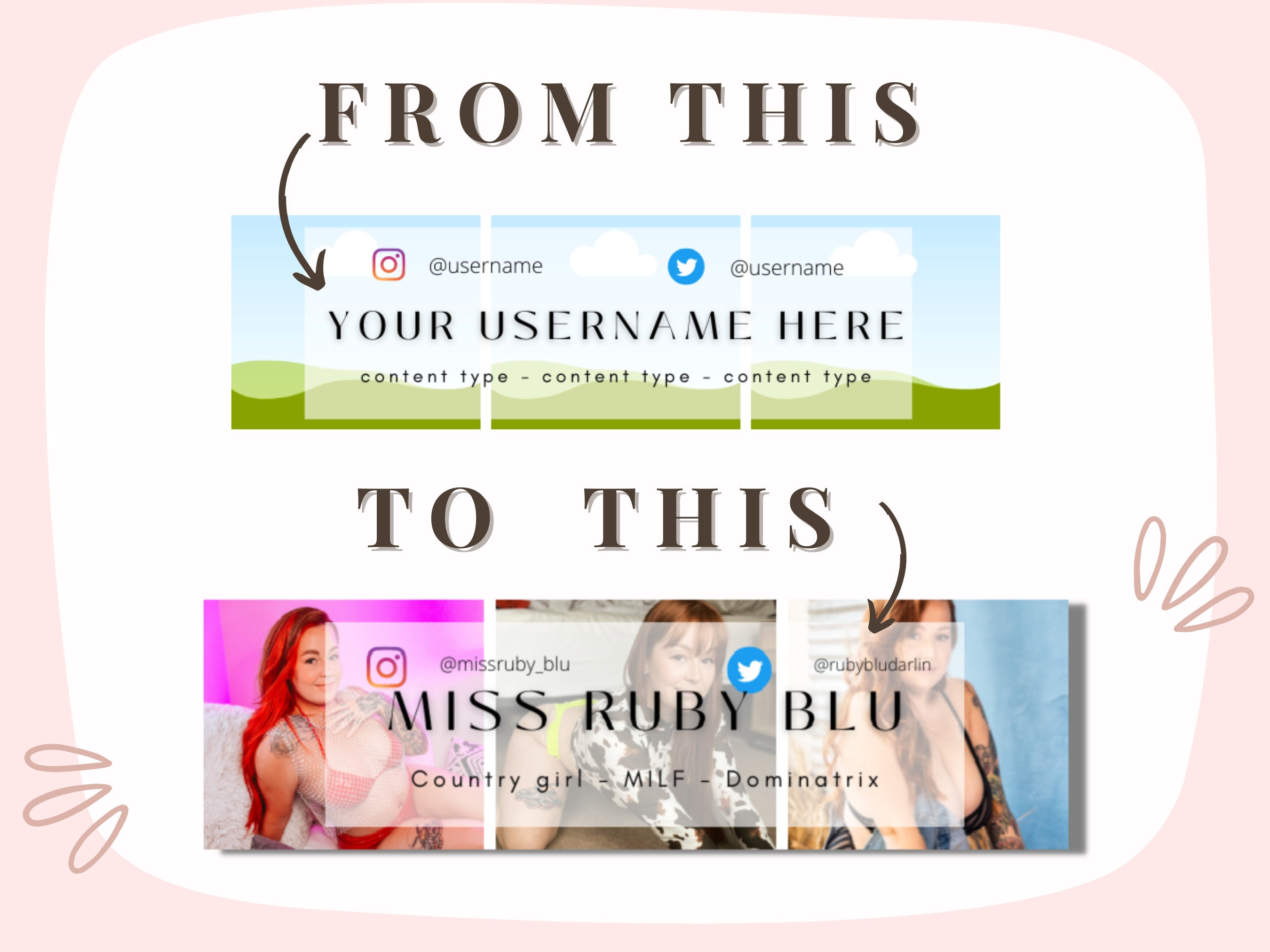 Onlyfans Banner Templates Bundle of Three Templates Digital Canva