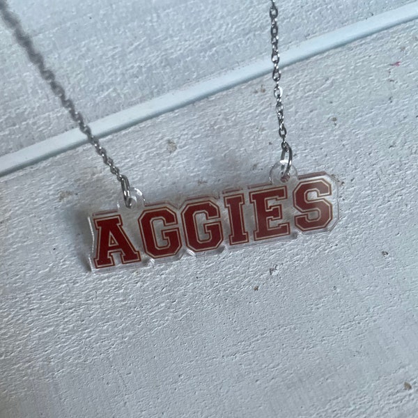 Texas A&M AGGIES acrylic necklace