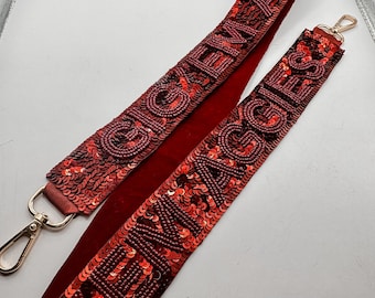 Texas A&M University GIG’EM AGGIES Maroon Sequin and Beaded Purse Strap