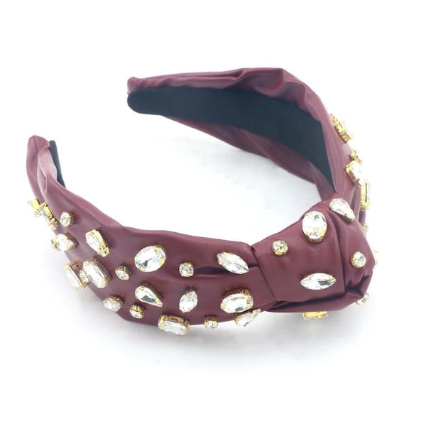 Pleather Top Knot Jeweled Headband