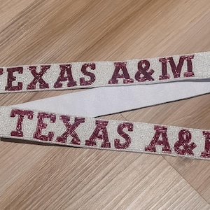Texas A&M white beaded purse strap / CLC licensed