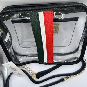 Stadium Clear bag with Green/White/Red Stripe