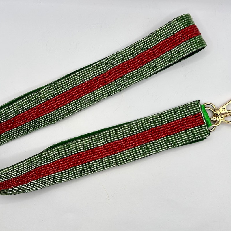 Red and White STar Beaded Purse Strap