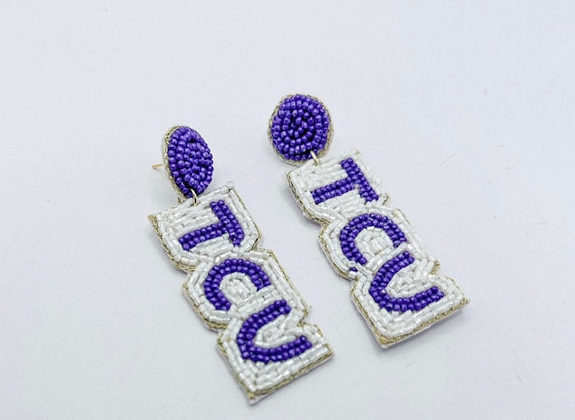 Texas Christian University TCU Beaded Earrings