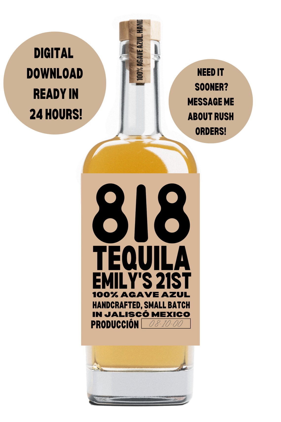 Personalized Tequila Bottle Labels 818 All Sizes Blanco Etsy