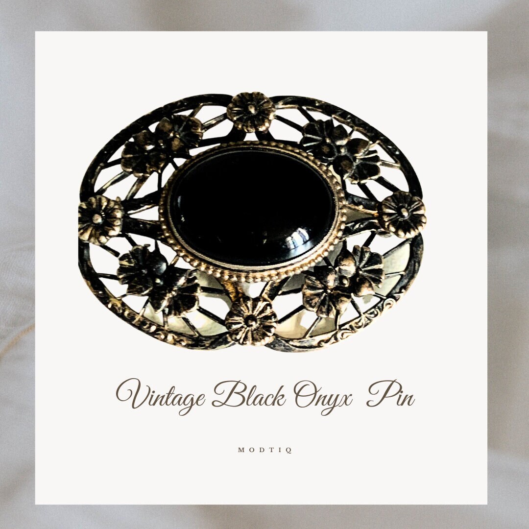 Black onyx brooch best sale