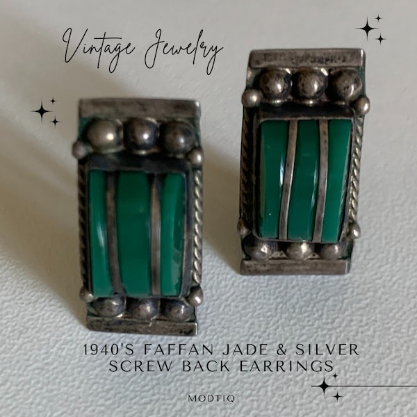 Vintage 1940s Farfan Jade Silver Earrings - A Glimpse into Jewelry History