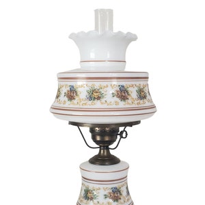 Vintage Quoizel Hurricane Lamp Abigail Adams Floral Gold Yellow 21&quot; - 23 1/2&quot; Tall