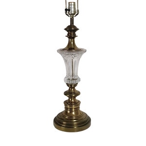 Vintage Table Lamp Glass and Brass 29&quot; tall