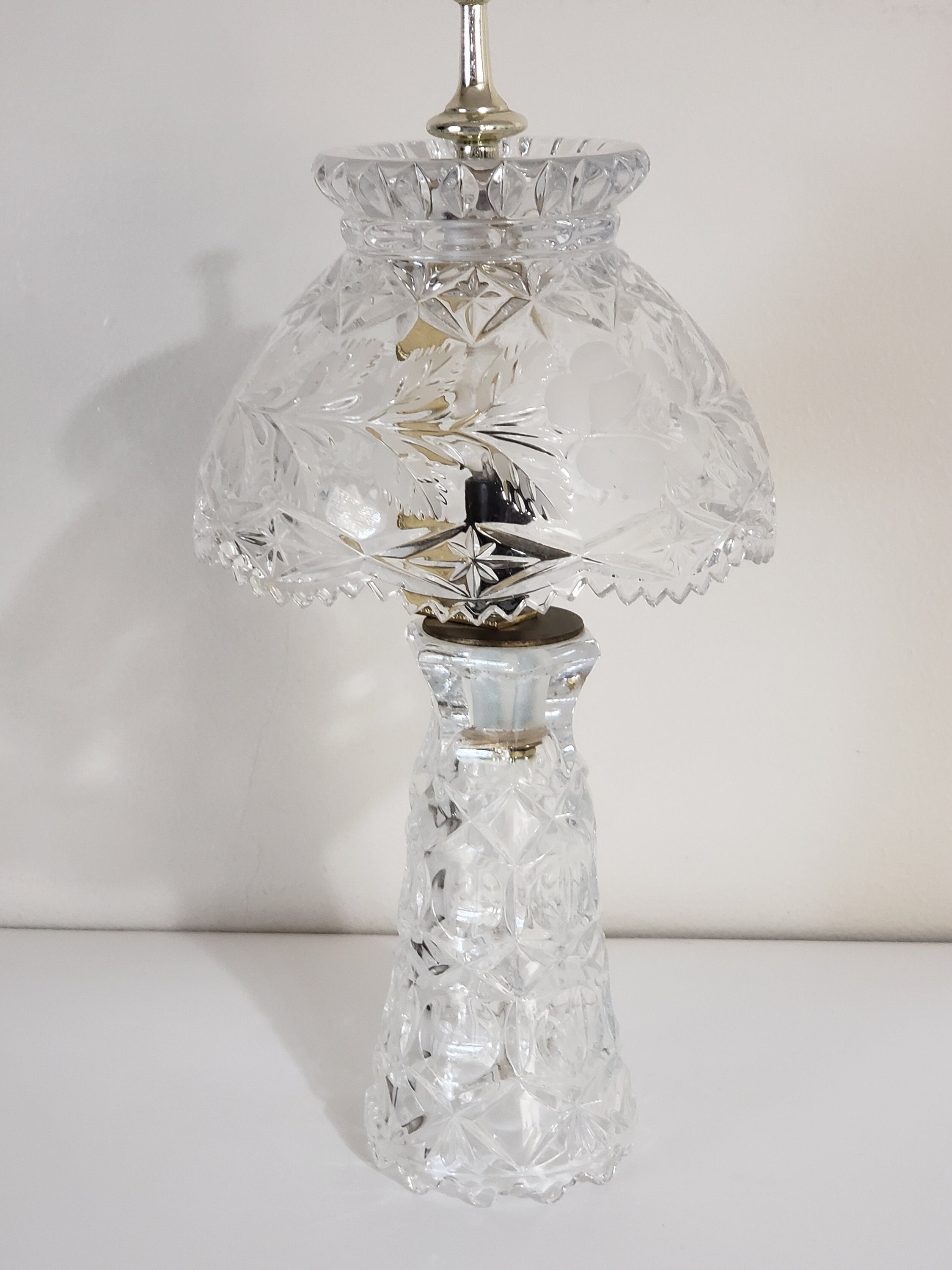 Vintage Cut Crystal Glass Table Lamp 11 1/2 13 Etsy