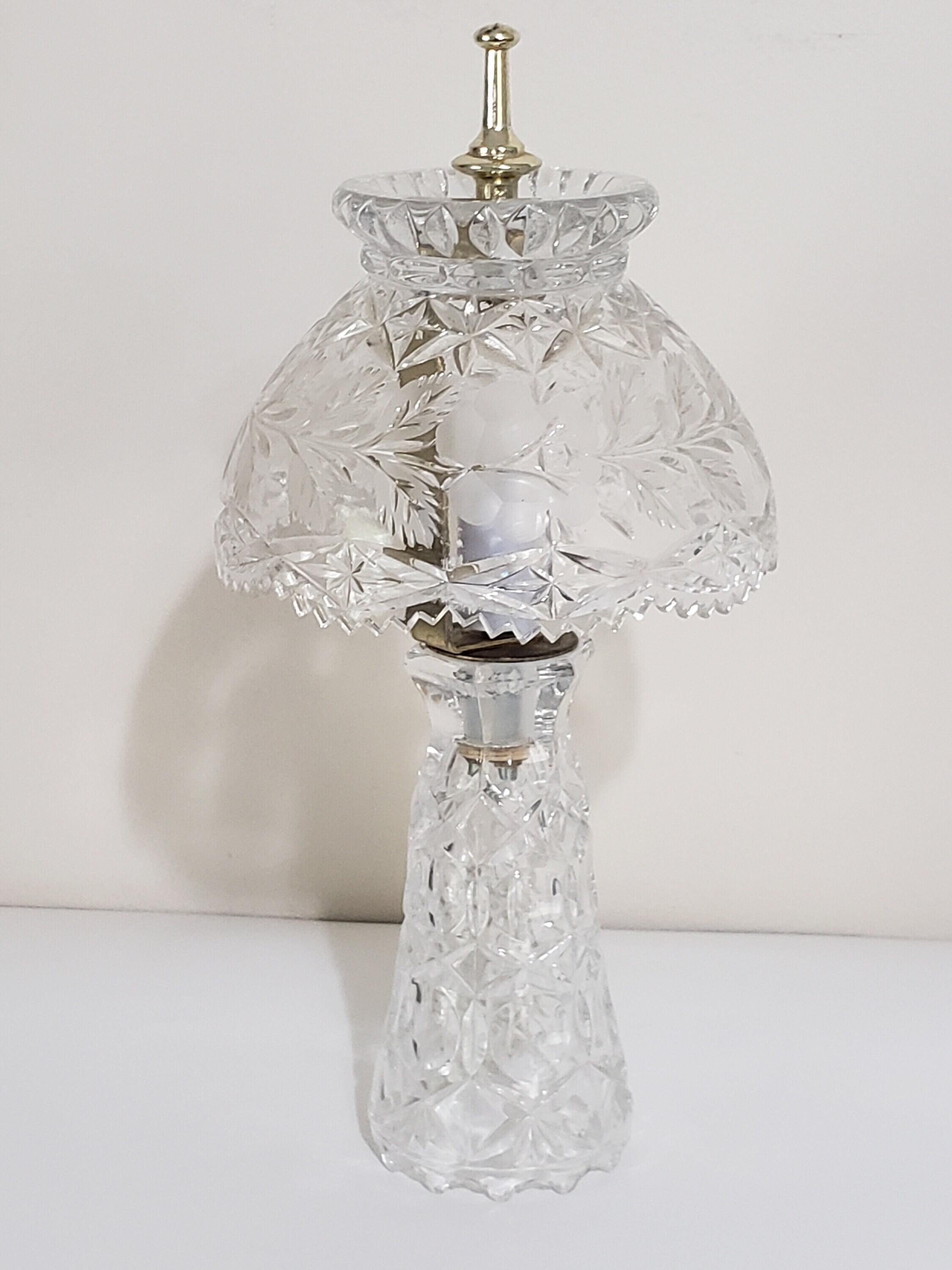 Vintage Cut Crystal Glass Table Lamp 11 1/2 13 Etsy