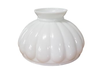 Vintage Hurricane Lamp Shade White Milk Glass Melon - 10&quot; Holder / Fitter