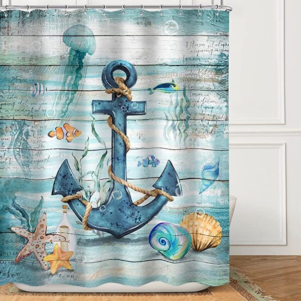 Anchor Shower Curtain Etsy