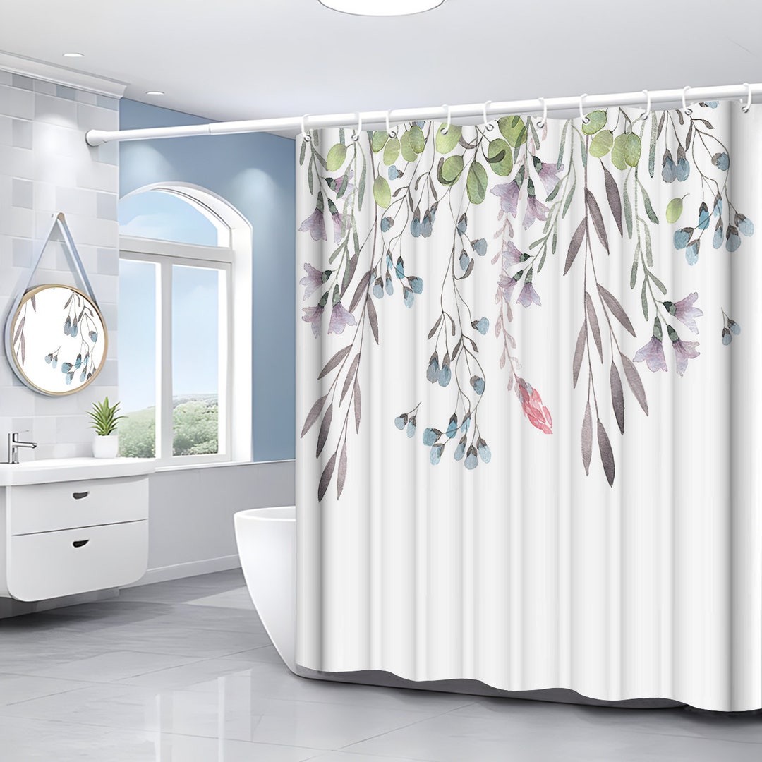 Plant Leaf Shower Curtain Flower Shower Curtain Plant Shower Curtain