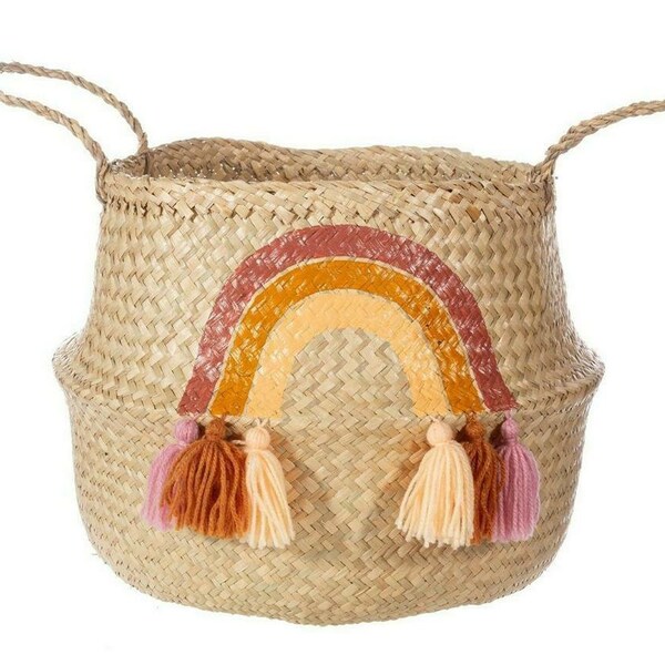 Rainbow Woven Basket Etsy UK