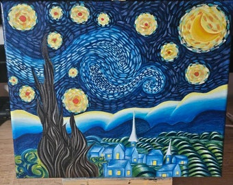 Dipinto Van gogh notte stellata pittura acrilica chiave personalizzata decor