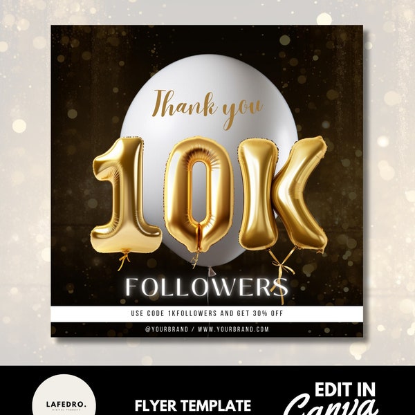 10K Followers Flyer Template, Social Media Promotion, Canva Template, 10K Followers Sale, Business Flyer, Social Media Followers Template