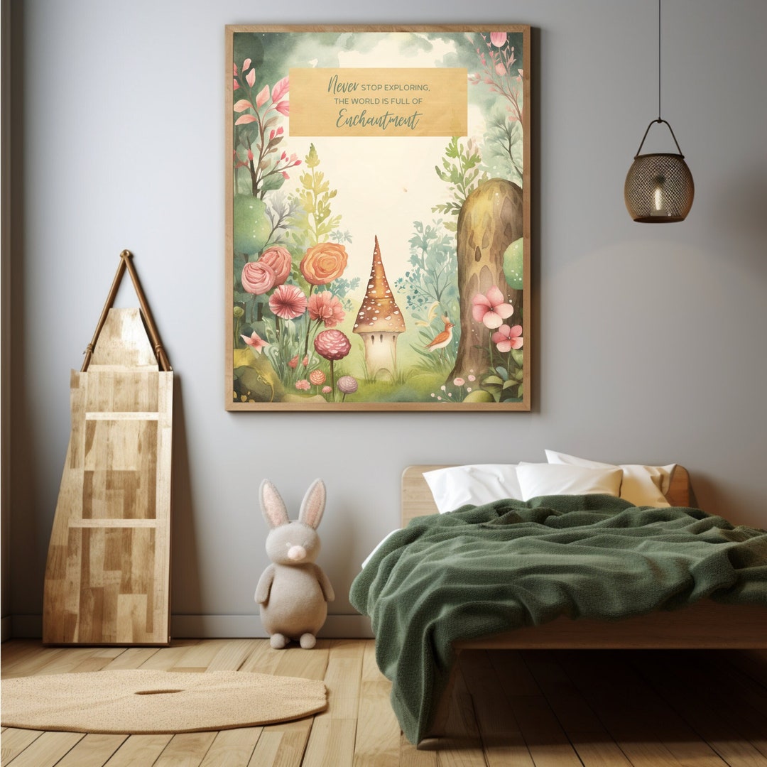 Vintage Enchanted Forest Wall Art Believe in Magic Poster Etsy