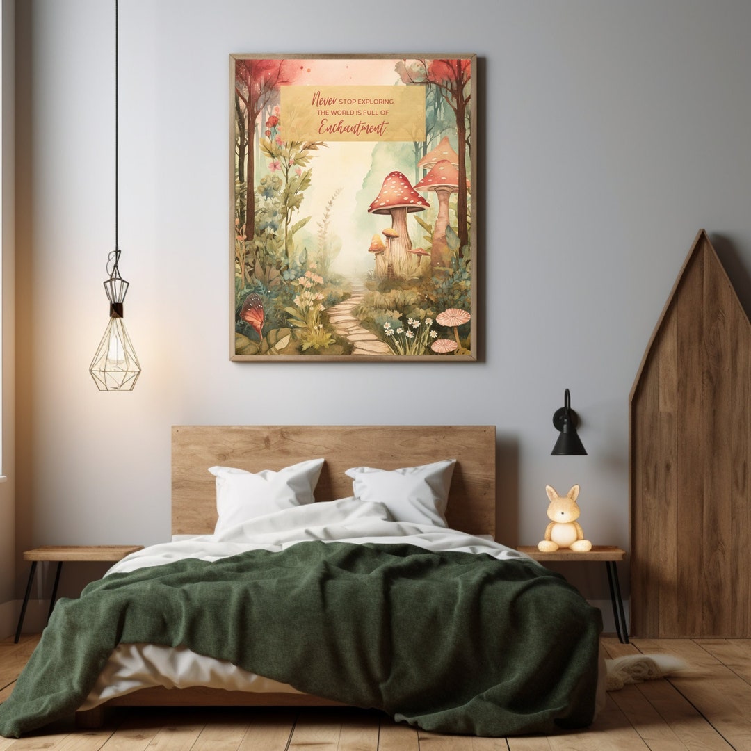 Vintage Enchanted Forest Wall Art Believe in Magic Poster Etsy