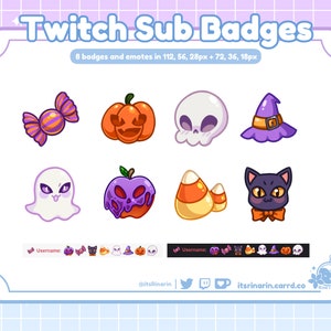 Halloween Sub/Bit Abzeichen und Emotes für Twitch/Youtube/Discord | Bit-Badges | Emotes | Stream Assets