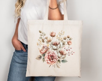 Lenteboeket bloemen jute tas etui, cadeau, cottagecore, plattelandsleven, landhuis, tijdloos, romantisch