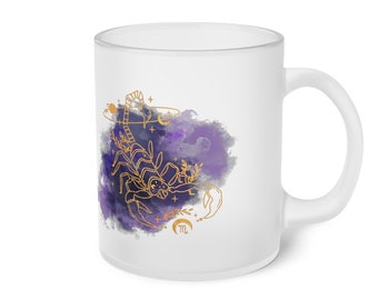 Name und Sternzeichen im Boho Stil, Aquarell gefrostetes Glas, Tasse, Becher, personalisierbar