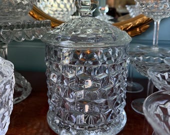 Fostoria American Lidded Cookie Jar - Etsy New Zealand