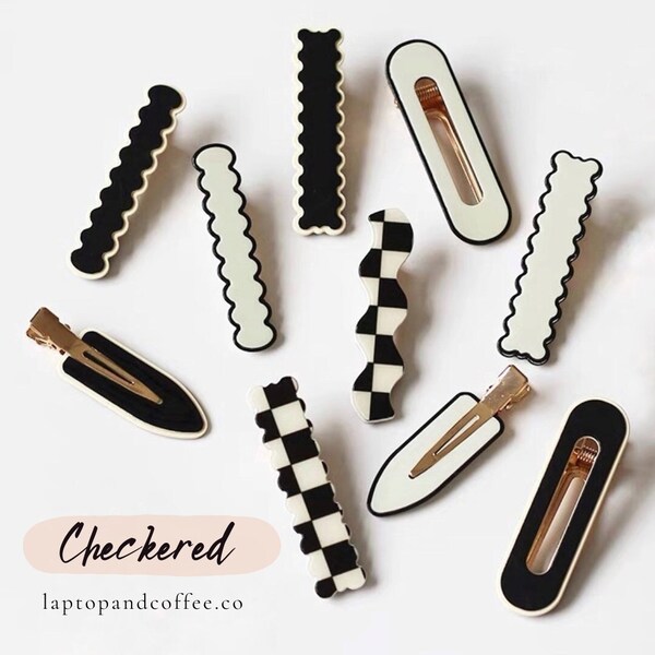 Checkered Hair Clips | Trendy Paris Hair Clips | Preppy Hair Clips | Hair Clips | No Crease Hair Clips