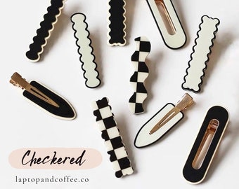 Checkered Hair Clips | Trendy Paris Hair Clips | Preppy Hair Clips | Hair Clips | No Crease Hair Clips