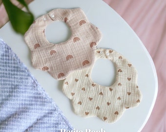 PETITE POSH Baby Bib Set of 2, 6 Layers of 100% Cotton, Drool bibs, Bibs baby, baby gift, baby shower, 0-2 Year , Baby Fashion, Baby Clothes