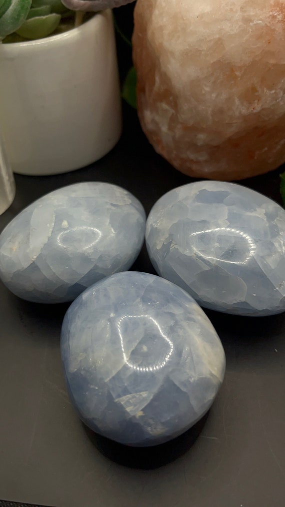Blue Calcite Palm Stone