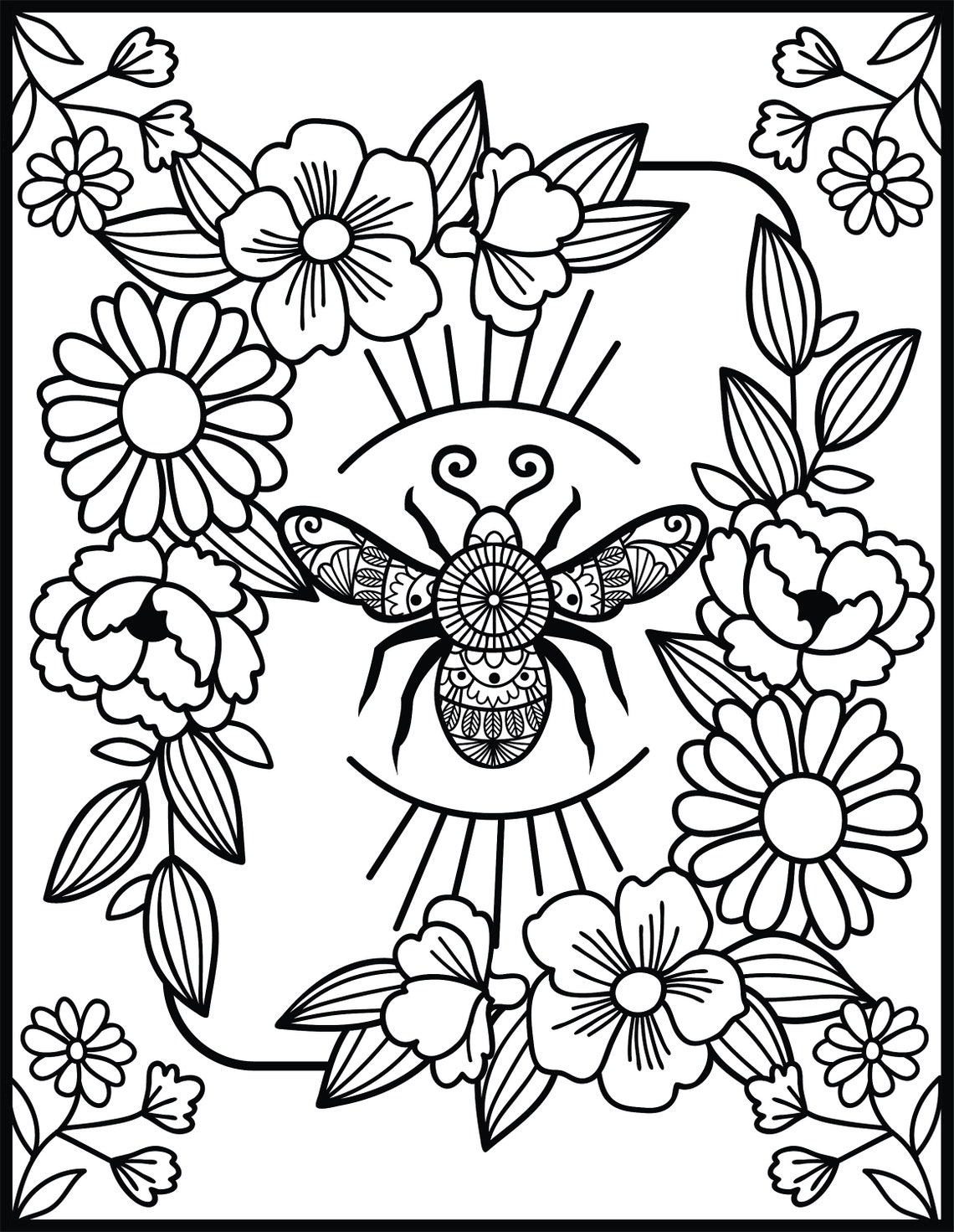 Bee Coloring Pages - Etsy
