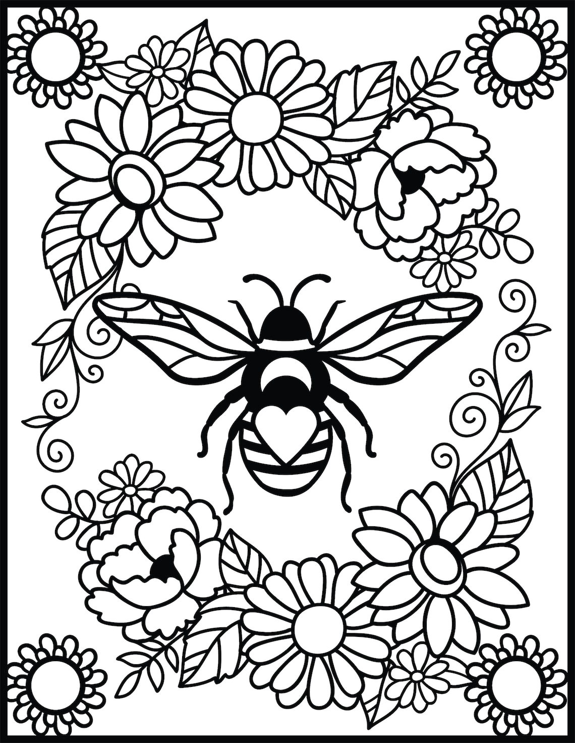 Bee Coloring Pages - Etsy