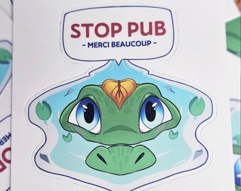 STOP PUB I Crocodile Cute I Stop pub ! Merci beaucoup I Sticker 10 cm x 10 cm