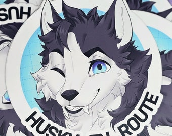 Husky en route I Sticker pour Voiture 15 cm x 15 cm