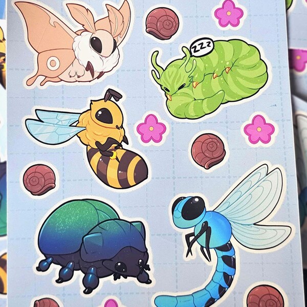 Cutie insect #1 I Sticker sheet 16.1 x 11.4 cm