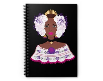Afro Latina Panama Pollera Spiral Notebook- Black