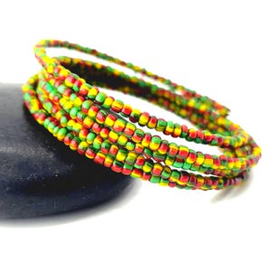Rasta Beaded Cuff Bracelet: Reggae Festival Style