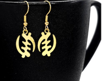 Gye Nyame Earrings, African Earrings, Duafe, Sanoka Adinkra Earrings Dangle Earrings, Africa Jewelry