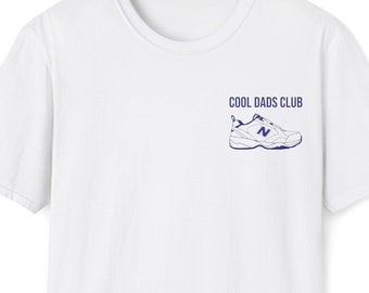 Cool Dads Club Left Chest Logo Tee | New Balance Dad Parody Shirt | Ironic Fathers Day Gift Tshirt