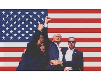 Donald Trump Freedom Fight American Flag | Trump Shot Fight Fight Fight Flag | Trump Fist Pump Flag 3x5 ft