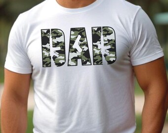 Dad And Guns Camo Shirt | Fathers Day Military Dad Gift Tee | Hunting Dad Pro Gun Birthday Preset Tshirt