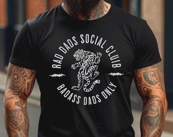 Rad Dads Social Club Shirt | Fathers Day Badass Dad Gift Tee | Cool Dads Birthday Preset Tshirt
